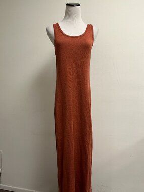 Gap linen maxi dress orange fine stripe sleeveless S vintage
